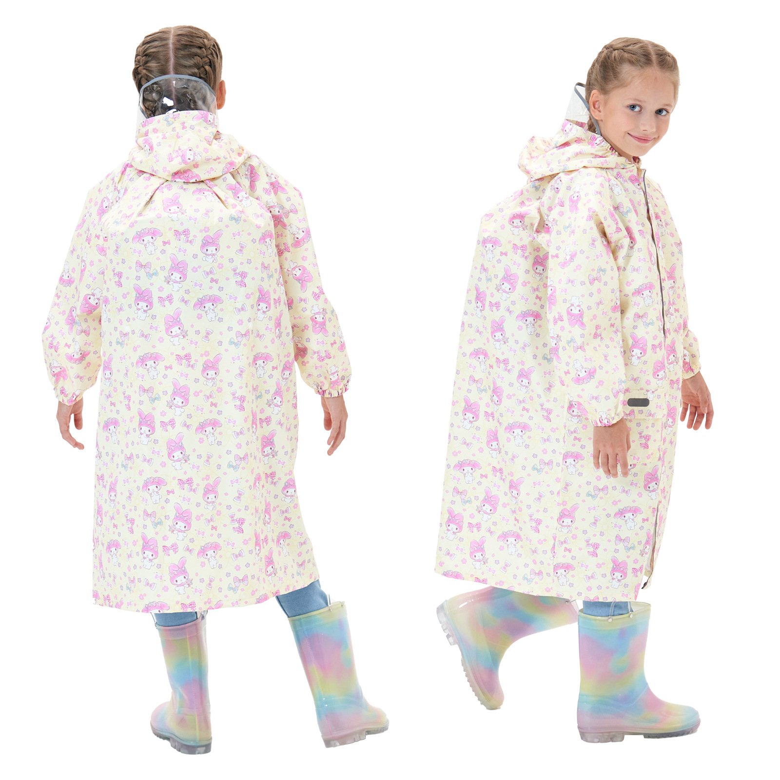高品质库洛萌奥特儿童雨衣长款书包位大帽檐雨衣中小童雨披强防水详情8