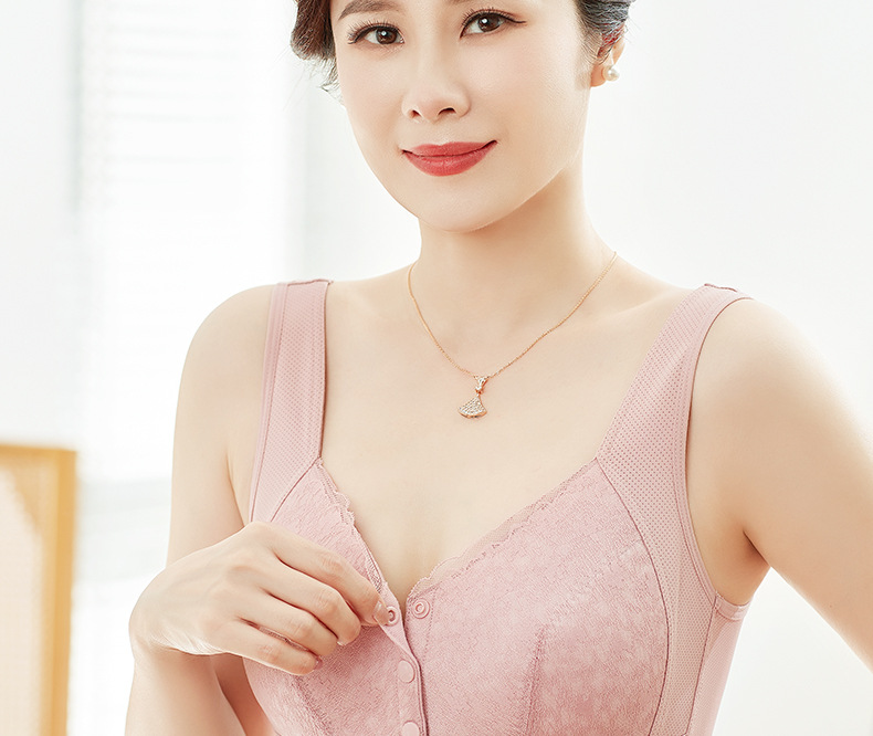 妈妈内衣女舒适中老年前扣背心式文胸中年妇女大码无钢圈胸罩衣详情8