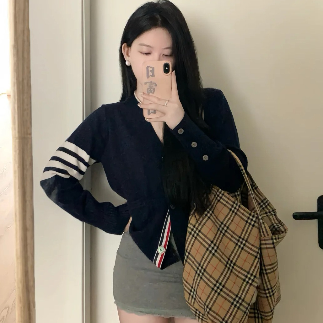 TbB knitted cardigan for women 26, new four-bar trendy brand, school style, stylish, versatile, spring and autumn sweater coat, thick pic 8