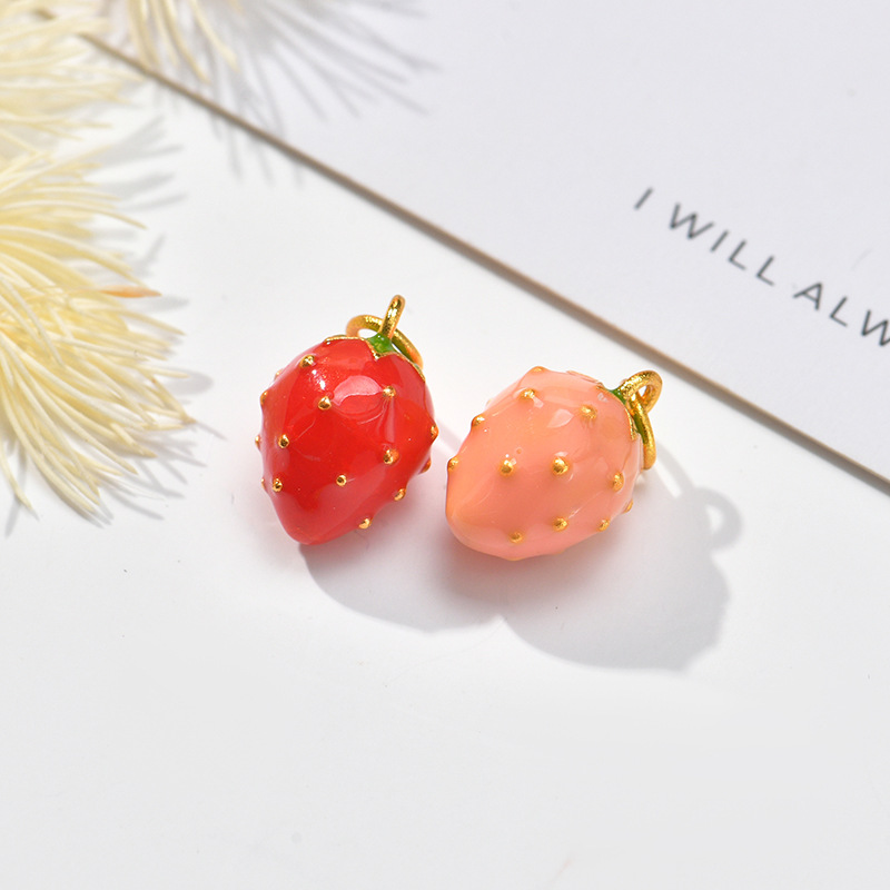 Factory wholesale oil-dripping brass, Korean-style fruit strawberry three-dimensional DIY earrings, pendants, bracelets, hair accessories and other accessories pic 8