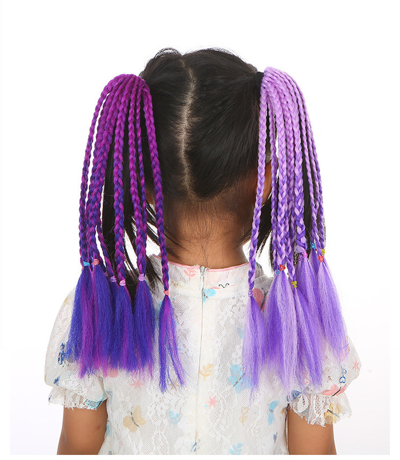 Colorful braids for children, hip-hop gradient short braids, hair bands, ponytails, dreadlocks, wigs, European and American Tibetan hair accessories pic 27
