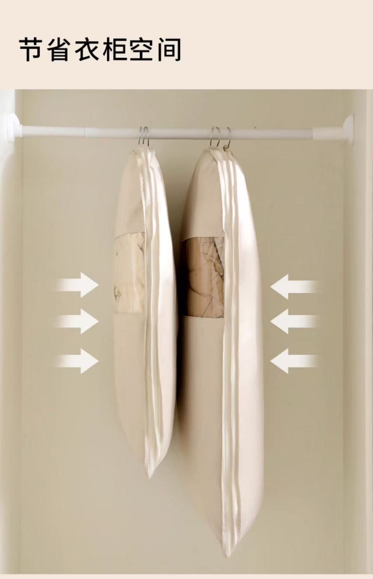 New down jacket compression dust cover, wardrobe clothes dust bag, hanging household transparent clothes hanging cover bag pic 5
