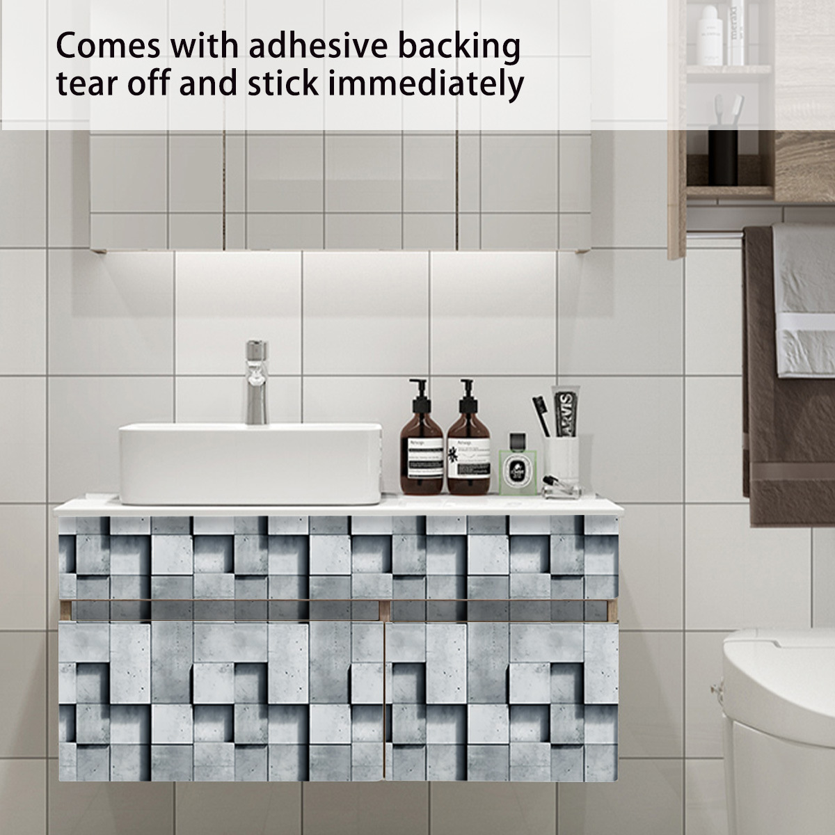 跨境仿格栅木条纹3d立体自粘墙贴防水加厚背景墙装饰壁纸家装定制详情41