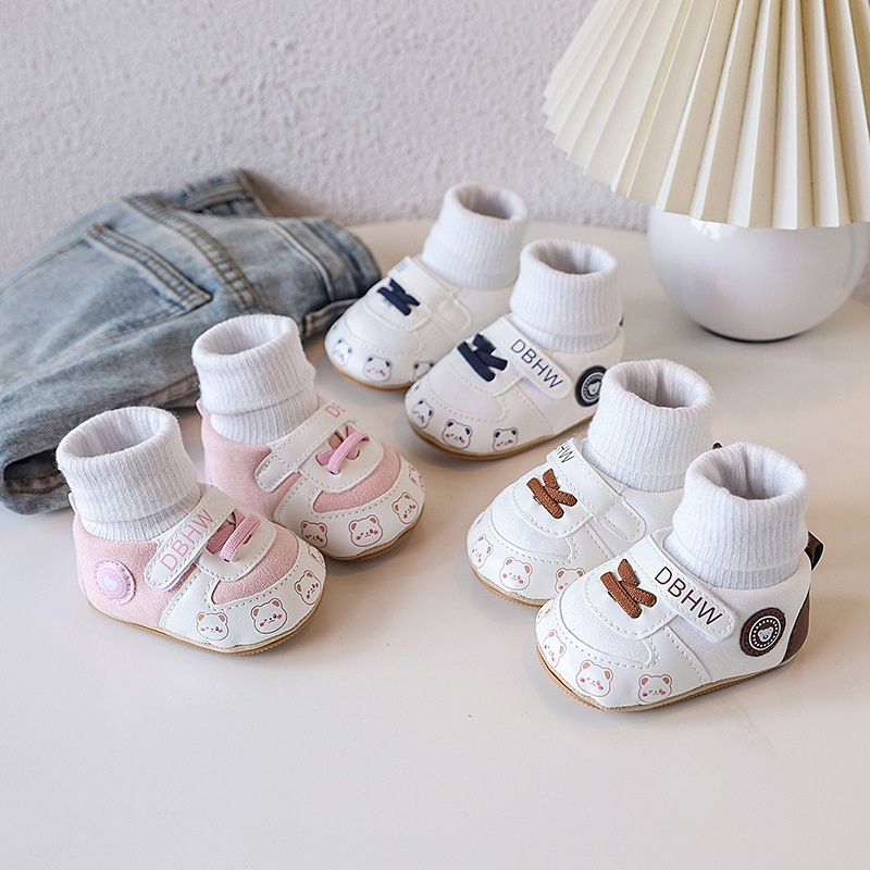 春秋新生婴儿0-1岁男女宝宝学步防掉跟软胶底防滑胶底地板鞋袜详情2