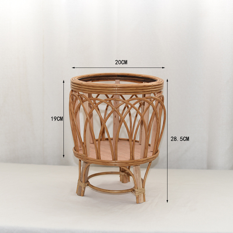 Nordic-style woven flower POTS, imitation vine flower stands, triangular living room, floor-standing balcony, bamboo woven flower baskets, indoor solid wood plants pic 6