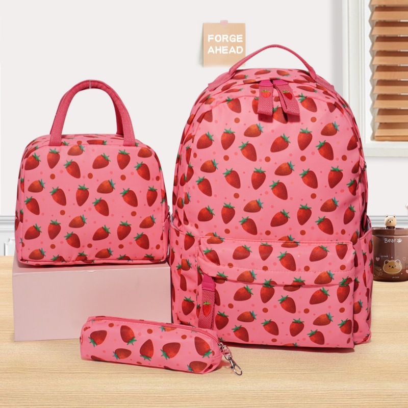 Cross-border double-shoulder multi-color large-capacity fashionable three-piece set, casual sports bag, travel schoolbag, lunch bag pic 11