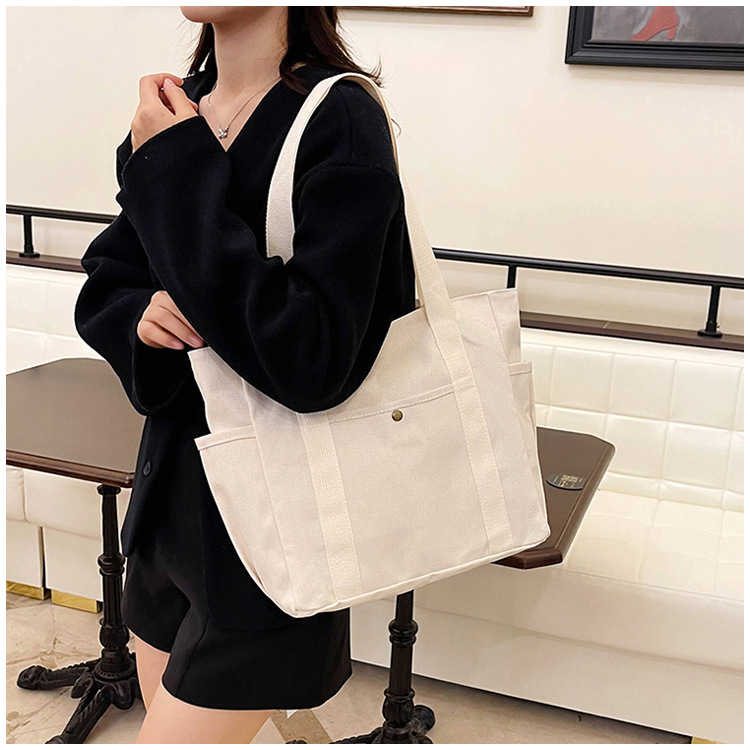 大容量托特帆布包上班外出高颜值通勤百搭文艺学生装书单肩布袋包详情11