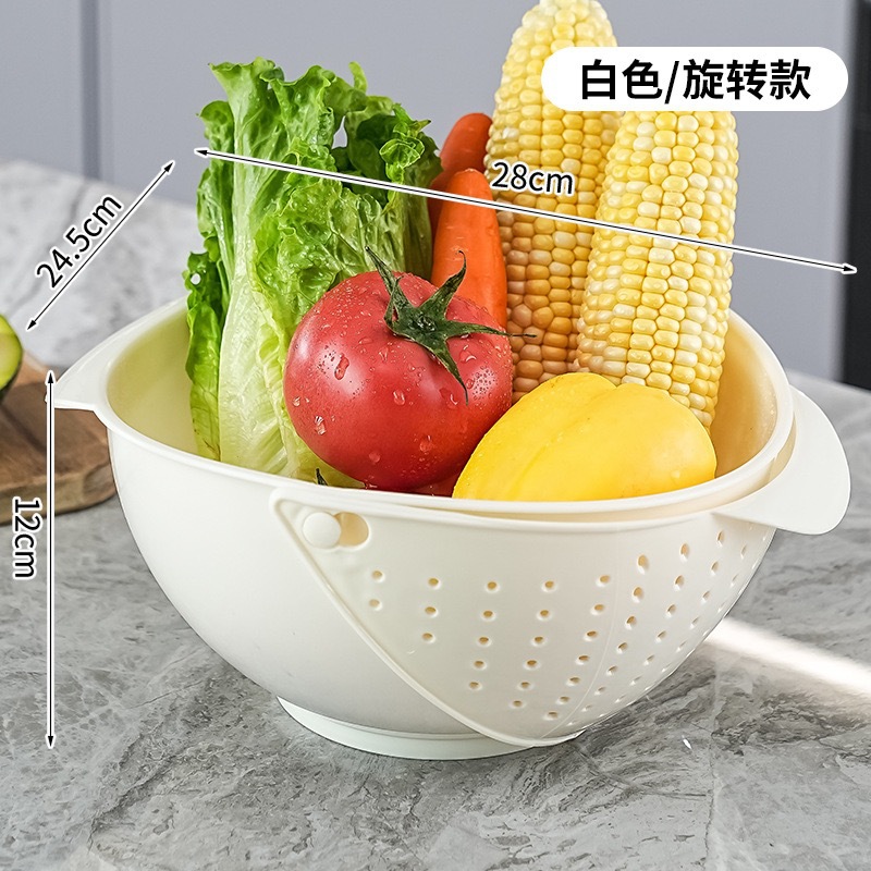 Kitchen household vegetable washing wonder: thickened rotating draining basket, vegetable washing basin, plastic basin, draining basin, fruit plate, rice-washing basin pic 8
