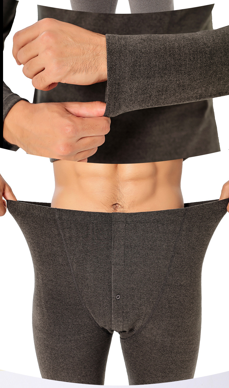 Double-sided Pearl Fleece seamless thermal underwear set for men, fleece close-fitting base layer high-quality underwear pic 22