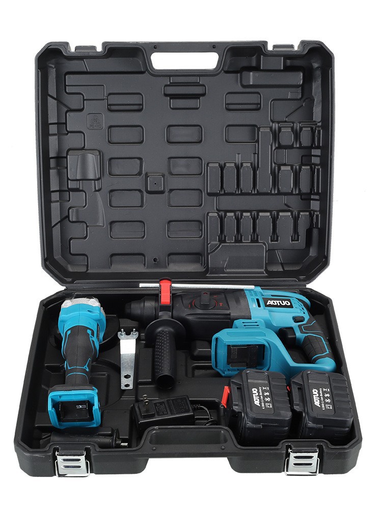 Customized cross-border brushless lithium electric tool set, four-piece set of lithium battery impact drill, Angle grinder, electric drill and wrench pic 7