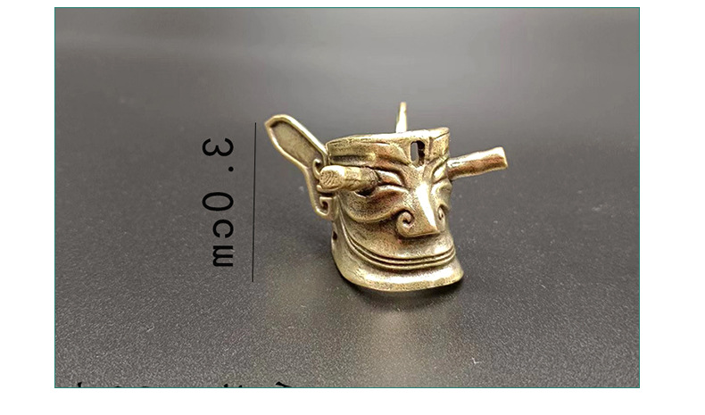 黄铜三星堆仿古青铜器摆件纯铜纵目面具青铜祭司太阳神鸟工艺品批详情15
