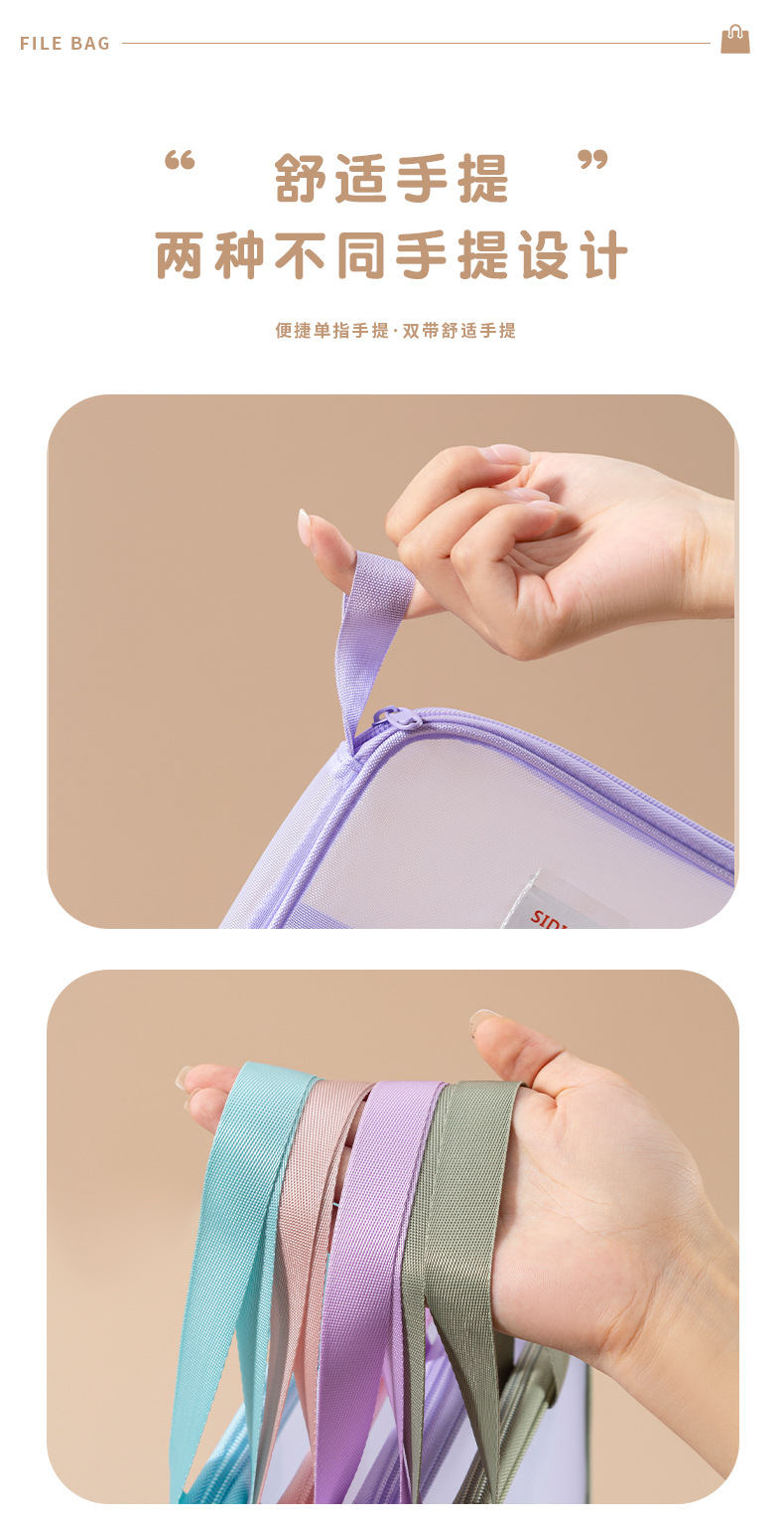 透明网纱科目袋大容量分类课本袋三层便携证件收纳包分层文件A4袋详情10