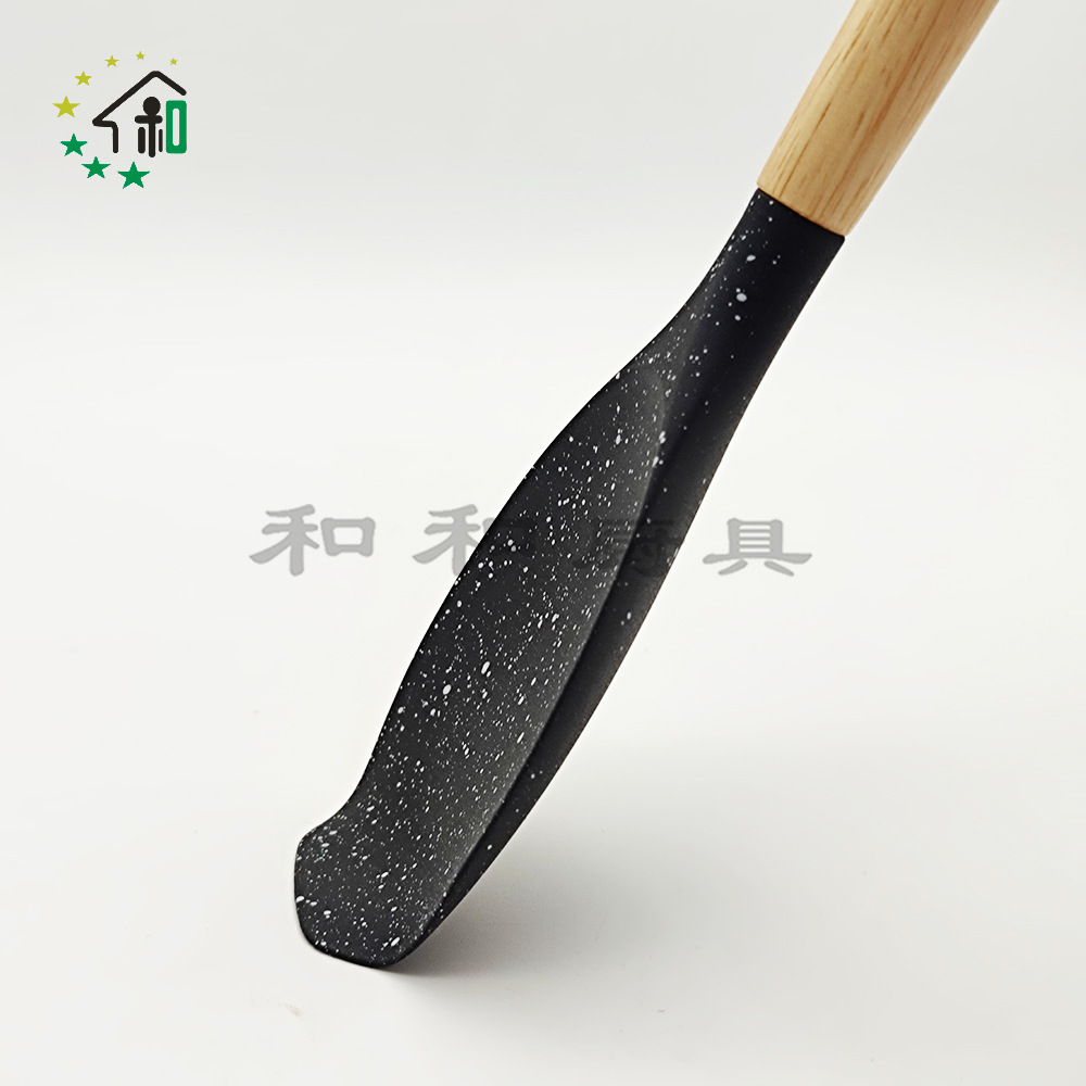 散点硅胶锅铲厨具厨房不粘锅木柄铲子汤勺耐高温炒菜烹饪漏铲套装详情13