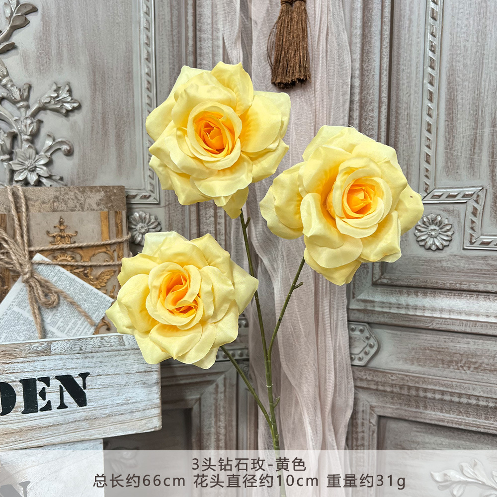 3头钻石玫瑰仿真假花束成品人造绢花婚庆地排用花塑料花婚礼布置详情15