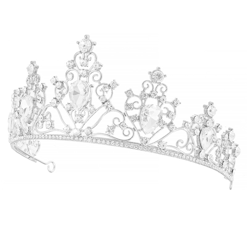 Cross-border trade European and American bride alloy rhinestone crown hair accessory, ball and banquet diamond-encrusted grand crown headwear factory direct sales headwear pic 10