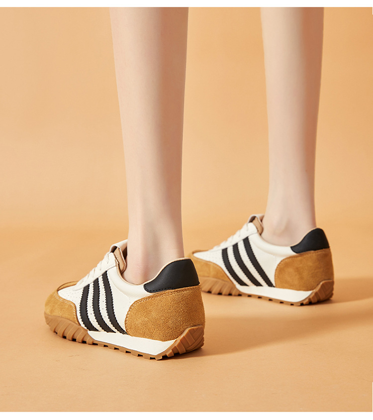 蜜蜂一狼旗舰店高端秋季德训女鞋休闲真皮运动阿甘鞋透气女士潮鞋详情24