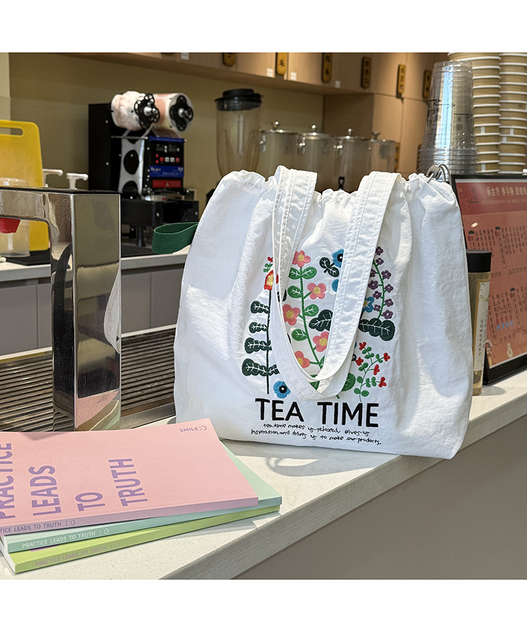 跨境外贸鲜花植物气质印花帆布包原宿单肩包学生时尚手提袋现货详情8