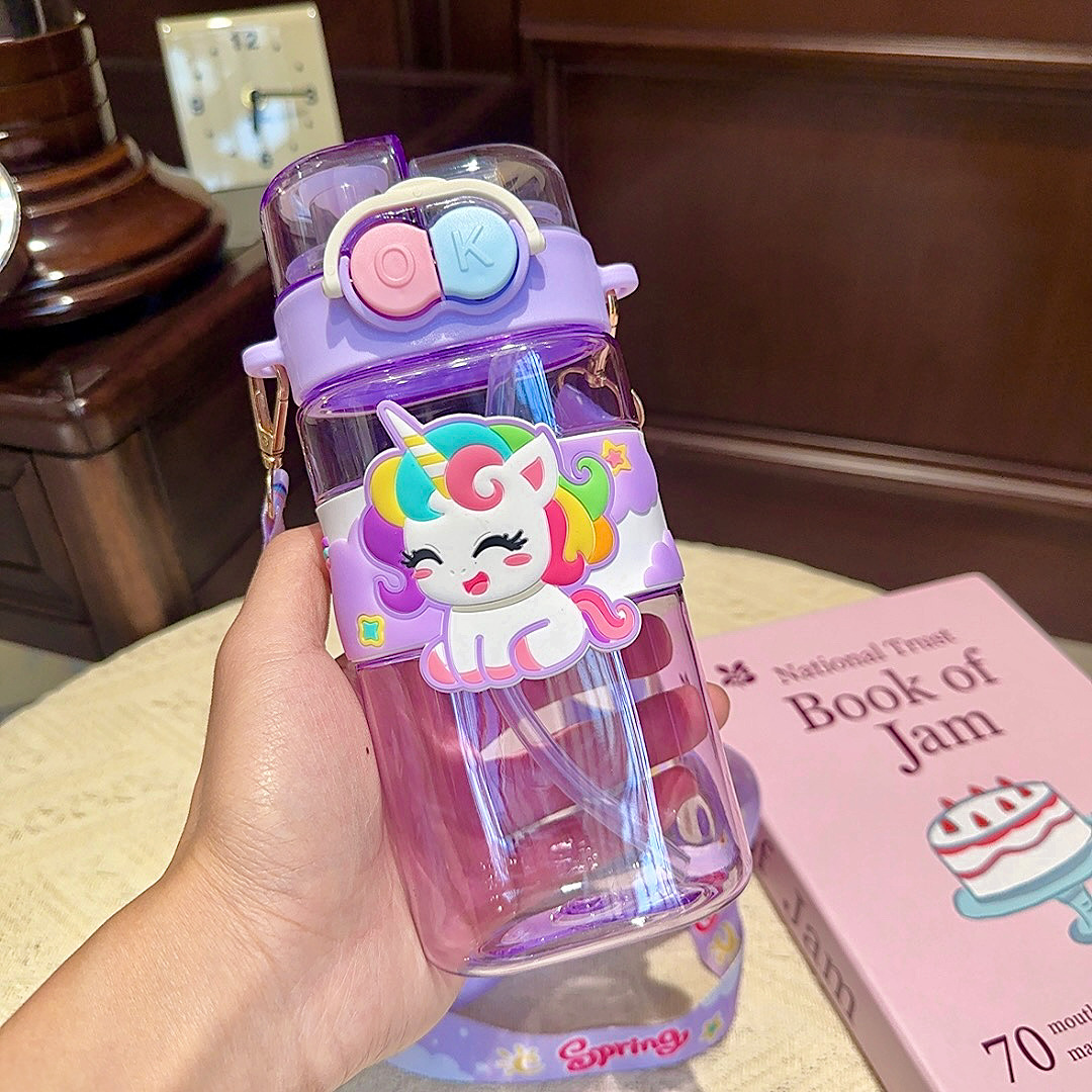 The cute and super adorable water cups for male and female students with high appearance standards in the popular cartoon style, the ins straw double-drinking plastic cups, and the portable ones for children pic 13