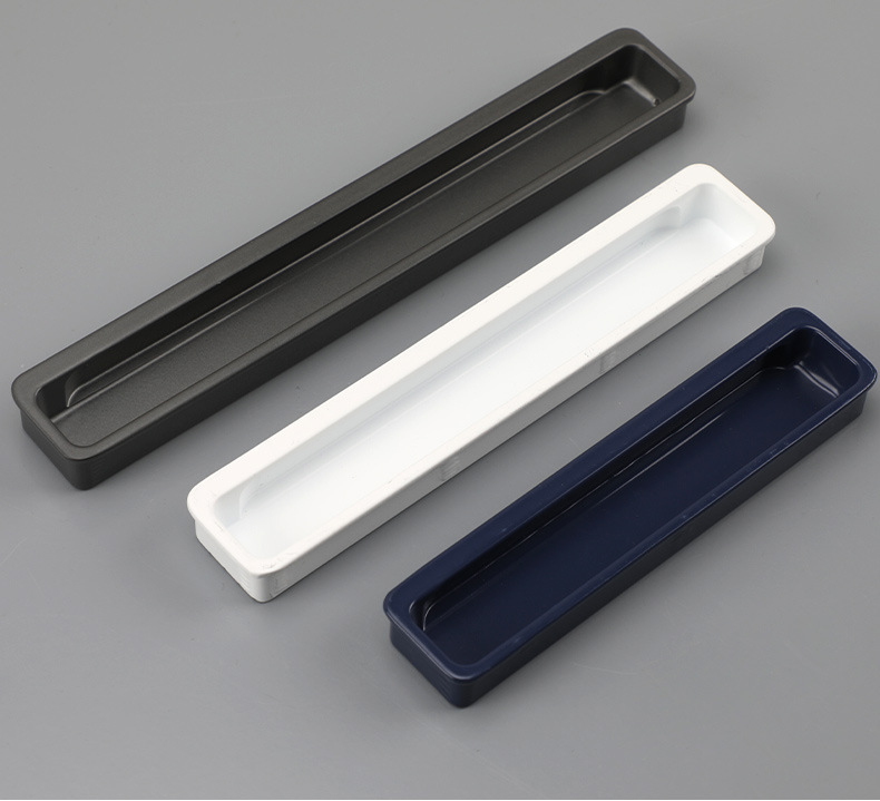 The black invisible handle of the tatami is embedded with the drawer handles of the cabinets and wardrobes. The sliding door is equipped with a golden concealed embedded handle pic 89