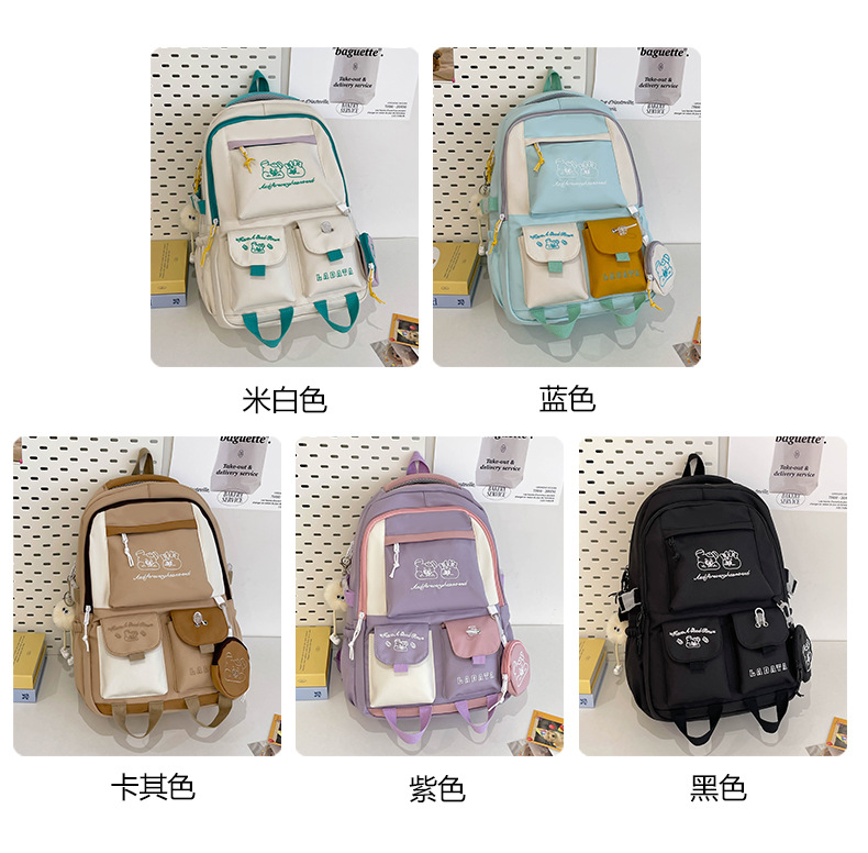 Japanese and Korean casual backpacks, forest-style schoolbags, multi-pocket schoolbags for primary school students, large capacity for cross-border travel for junior and senior high school students pic 4