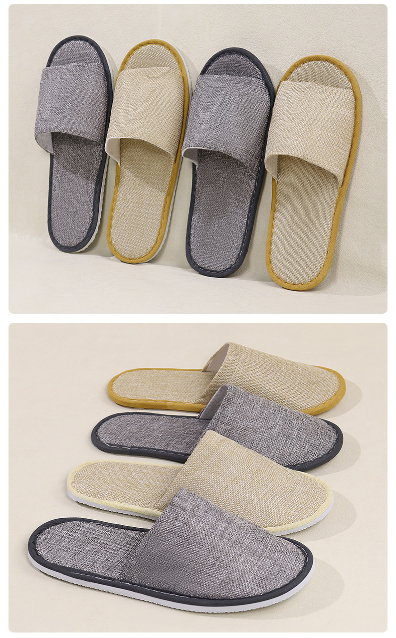 高档宾馆美容院专用一次性拖鞋 亚麻加厚防滑 批发厂家直供 酒店民宿待客用品优选详情7