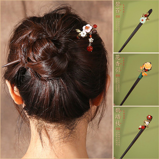 批发簪子古风高级感新中式 diy女现代木质盘发发钗纯手工桃木发簪详情21