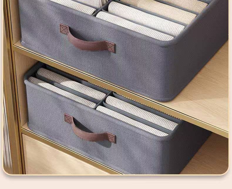 工厂直销双列衣柜衣服收纳箱分格衣物整理盒布艺裤子收纳盒详情7