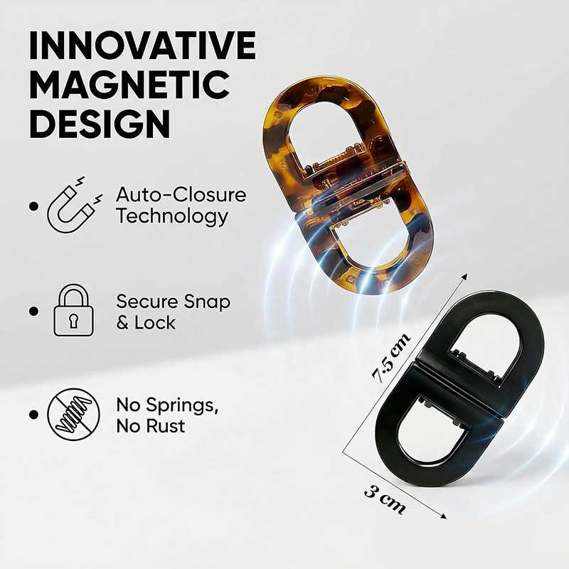 智能磁吸发夹跨境出口 smart magnetic hair clip 创意磁吸扣发夹详情6