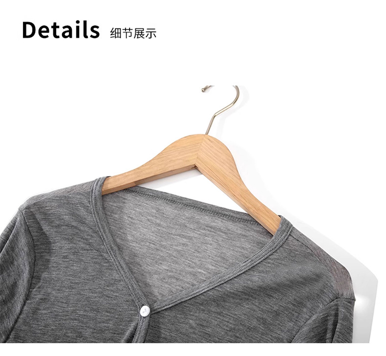 灰色针织开衫夏天薄款2025外套女春秋外搭配吊带罩衫上衣黑色夏季详情5