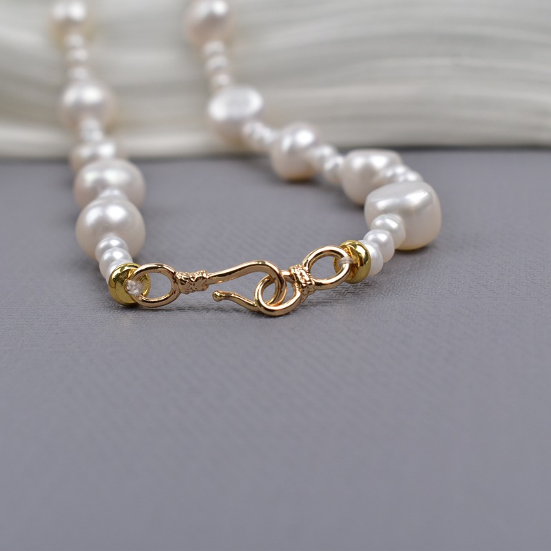 Irregular-shaped Baroque natural freshwater pearl necklace for women, exquisite and simple, irregular collarbone chain necklace pic 9