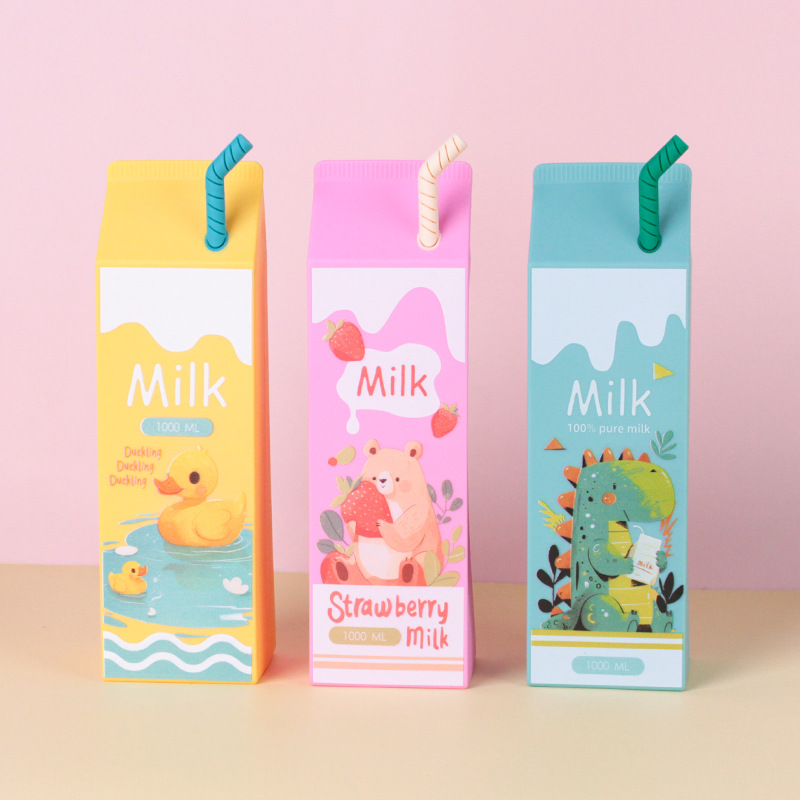 创意高颜值简约牛奶零食卡通笔袋大容量便携小学生文具盒收纳袋详情1