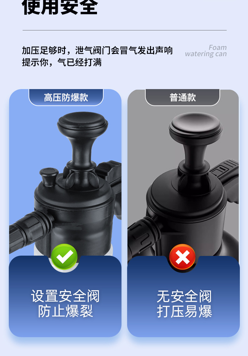 Car wash foam spray bottle, handheld side-opening high-pressure PA bottle, car wash liquid foaming magic tool, car cleaning tool pic 15