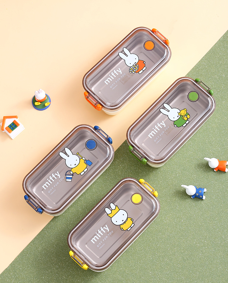 Miffy miffy lonchera de acero inoxidable de doble capa aislante para adultos con lunch box portátil para niños de primaria bento box pic 35