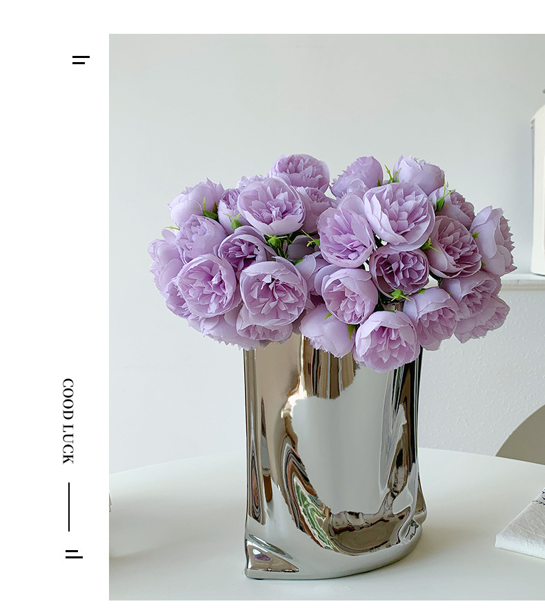 A 27-head small peony bouquet with a bottle of artificial and fake flowers, a living room decoration item that has become a bestseller on Douyin pic 9