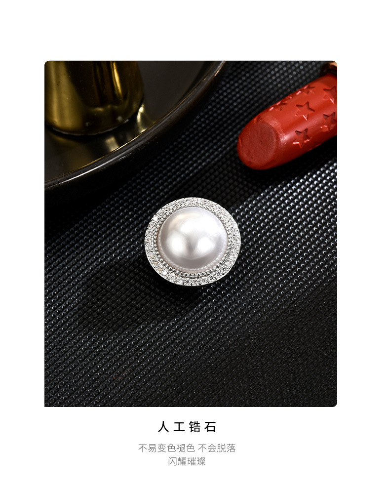 磁吸韩系小香风珍珠圆形胸针高档简化小众款百搭气质配饰女详情6