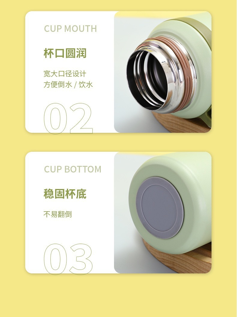 316不锈钢保温杯钢盖简约保温杯女生高颜值便携手提杯真空保温杯详情13
