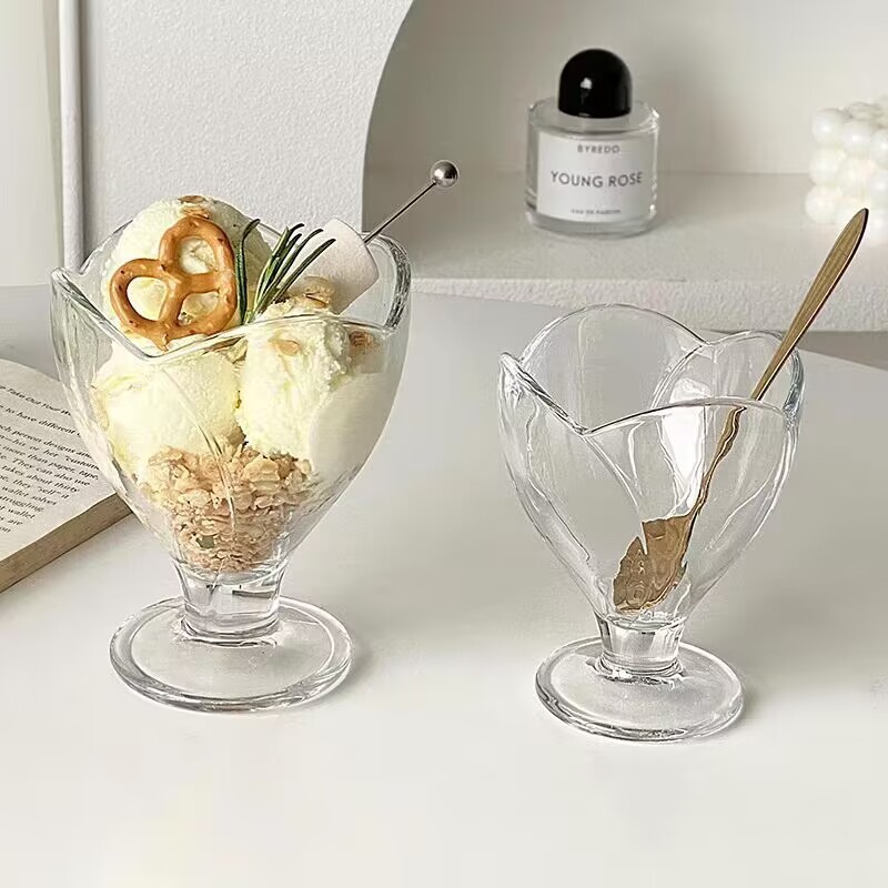 Wholesale InS-style glass lotus ice cream cups, dessert yogurt glass cups, fruit smoothies, fruit cups and cake cups pic 10