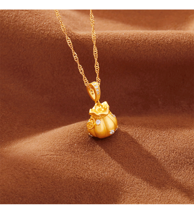 Hyacinth nuevo estilo chino oro pequeño fufu bag colgante collar delicado alto nivel de apariencia diseño de nicho ligero moda de lujo cadena de clavícula versátil pic 7