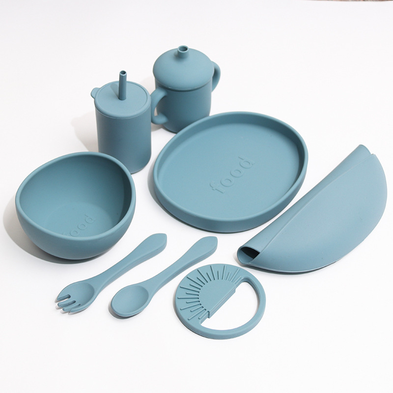 儿童餐具亚马逊电商母婴餐具套装硅胶吸盘碗硅胶围兜硅胶勺子详情5