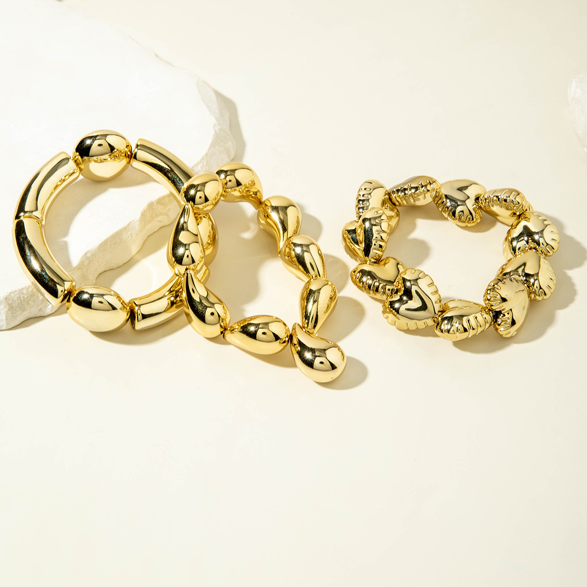 欧美跨境新款多层线条缠绕几何开口手镯套装朋克风波浪形串珠手链详情118