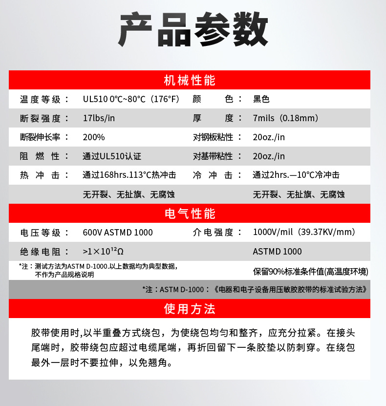 3m1712电工胶布耐高温绝缘胶带pvc加宽型5cm防水无铅阻燃黑色耐磨详情14