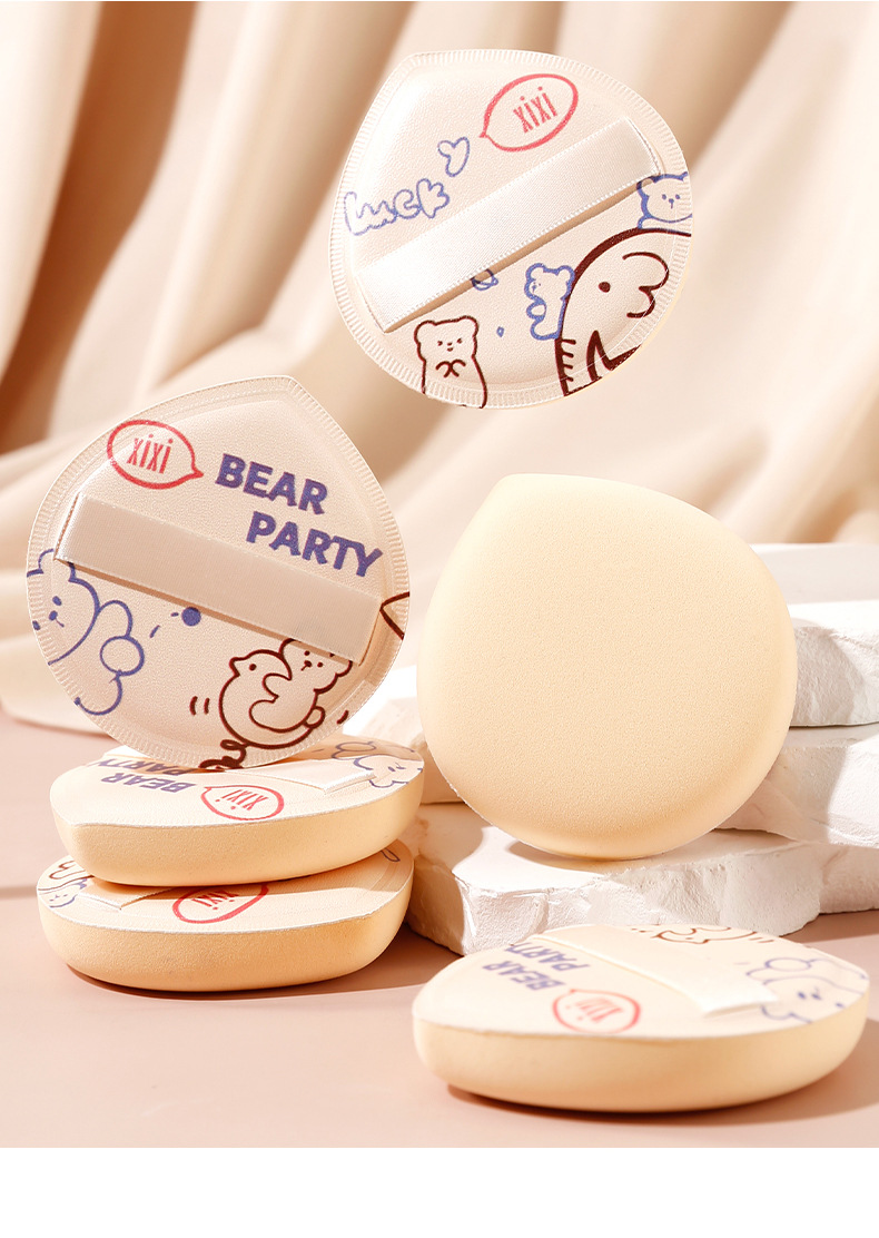 xixi Bear Cub Milk Coffee Powder Puff, dry and wet dual-purpose, Super soft, non-powder sponge Foundation liquid, beauty egg makeup tool pic 11