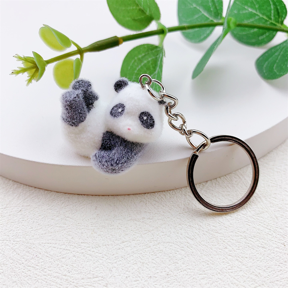 New resin flocking three-dimensional cartoon cute panda mobile phone chain keychain DIY accessory pendant pic 10