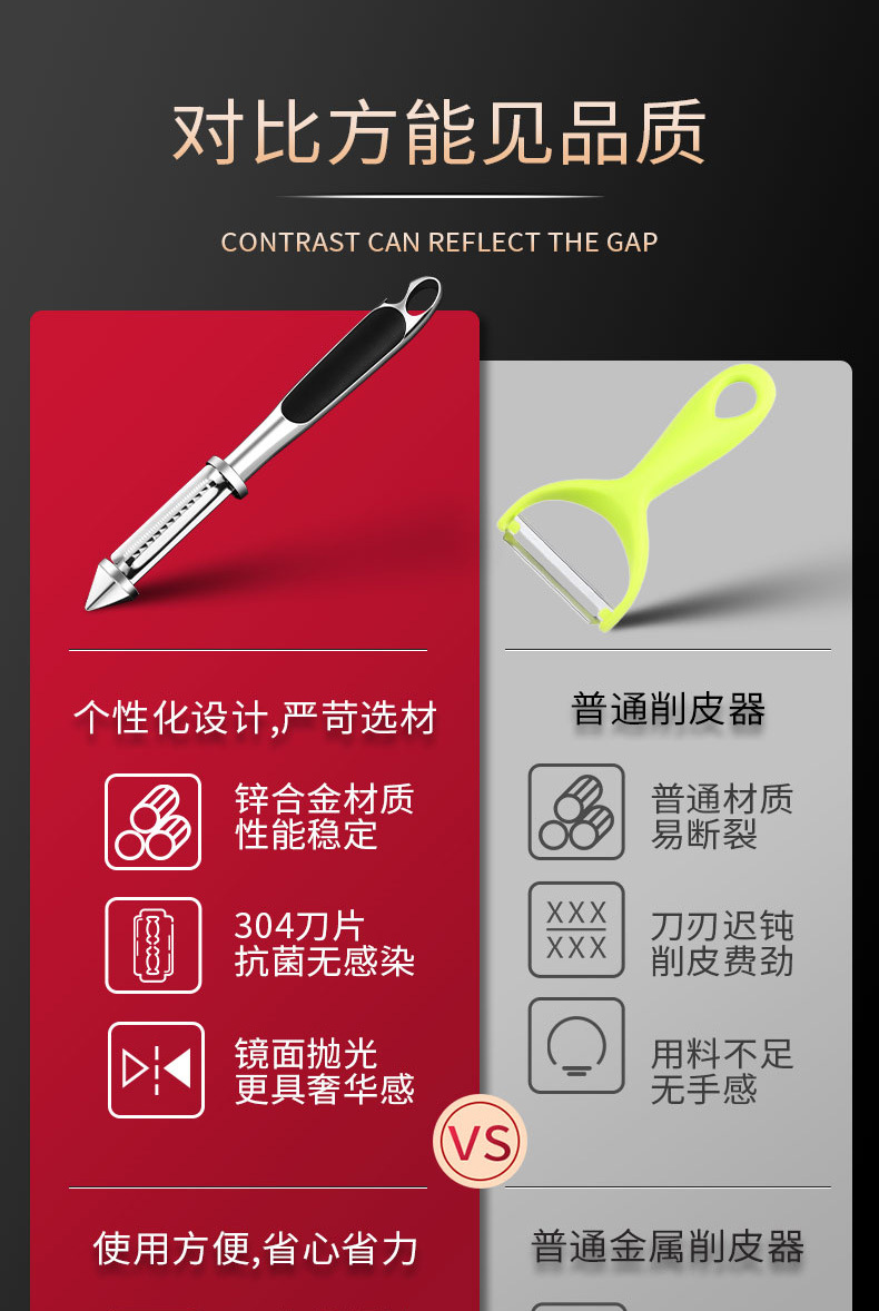 304 stainless steel peeler, household multi-functional peeler, potato peeler, fruit knife pic 4