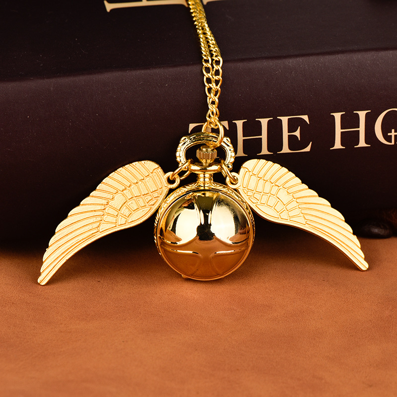Small golden blue ball pocket watch with golden small light ball and large wings manufacturer wholesale 8890 pic 1