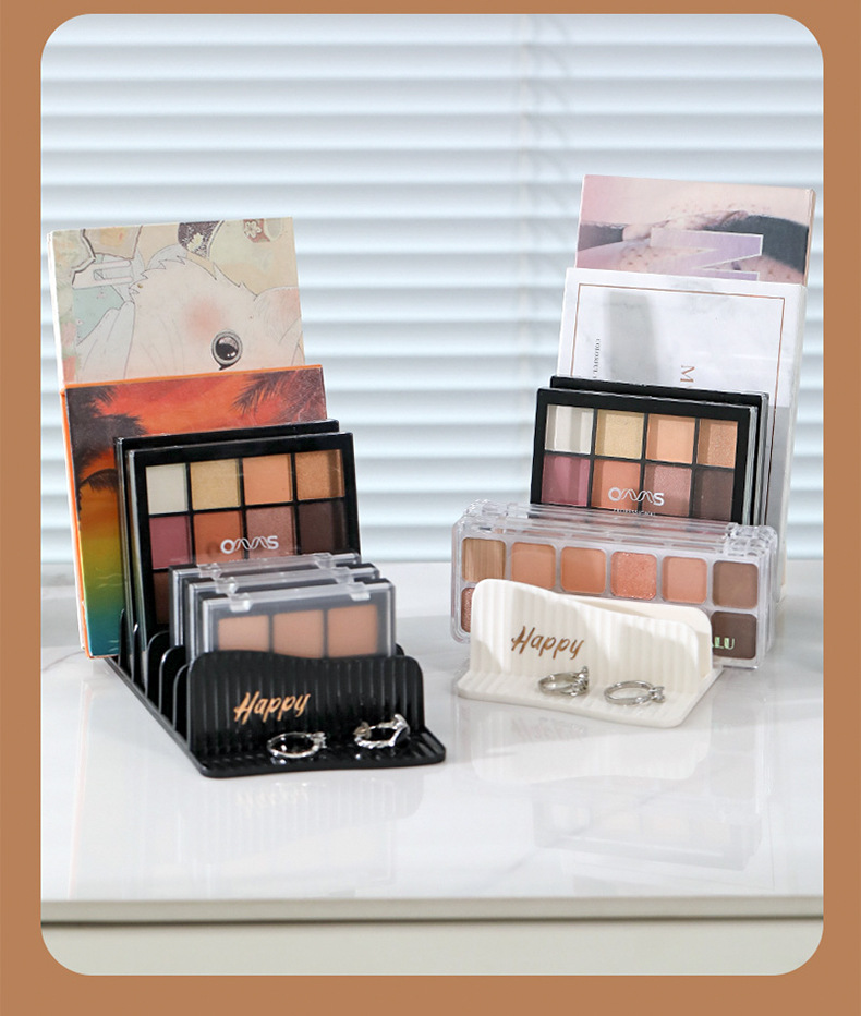 Eyeshadow palette storage rack, cosmetics blush storage rack, makeup powder compact box, desktop compartments, multi-purpose organizing rack pic 15