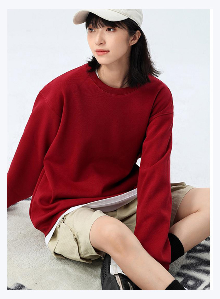 圆领卫衣定制工作服印logo宽松落肩加绒长袖团服班服企业工装刺绣详情19