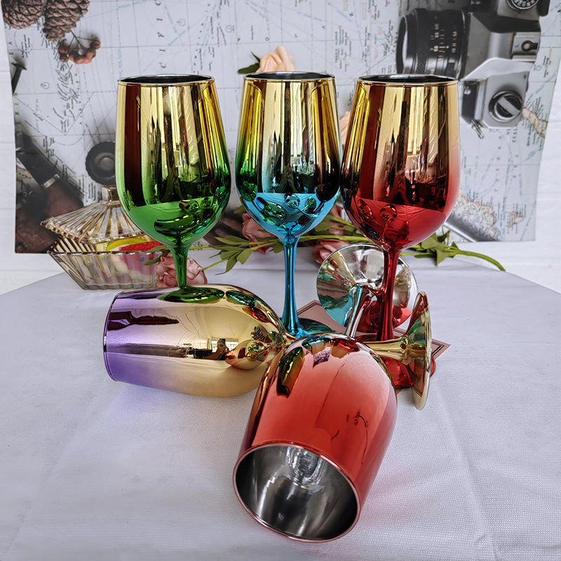 创意红酒杯6135电镀工艺品350ml 无铅纳钙玻璃鸡尾酒杯高脚电镀杯详情7