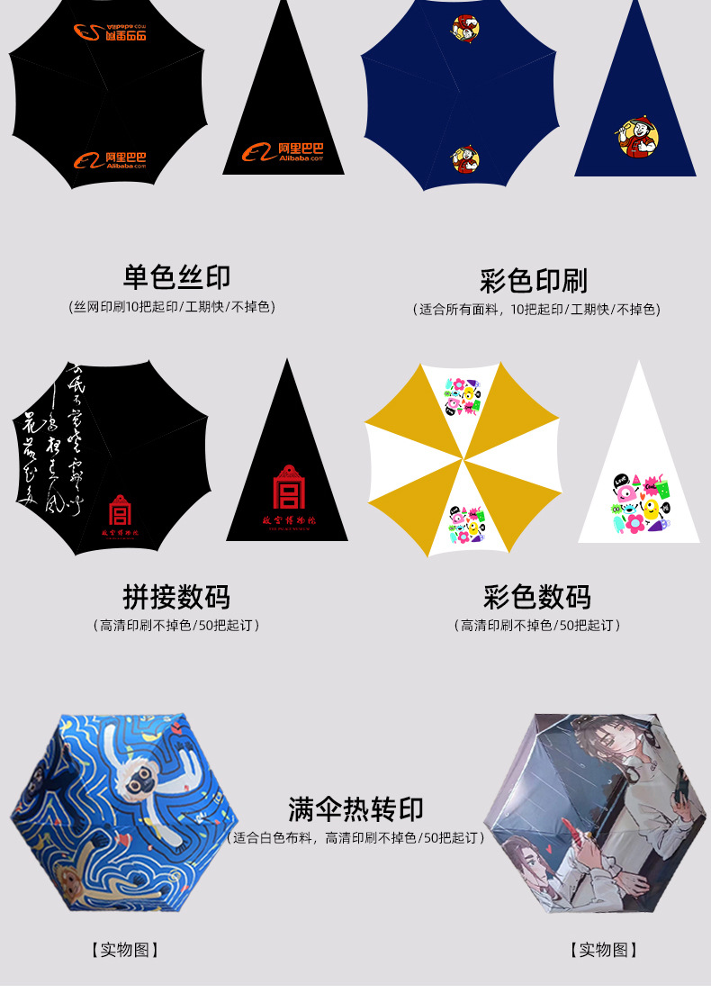 三折自动雨伞定制批发折叠广告伞印logo防晒遮阳加大晴雨两用黑胶详情2