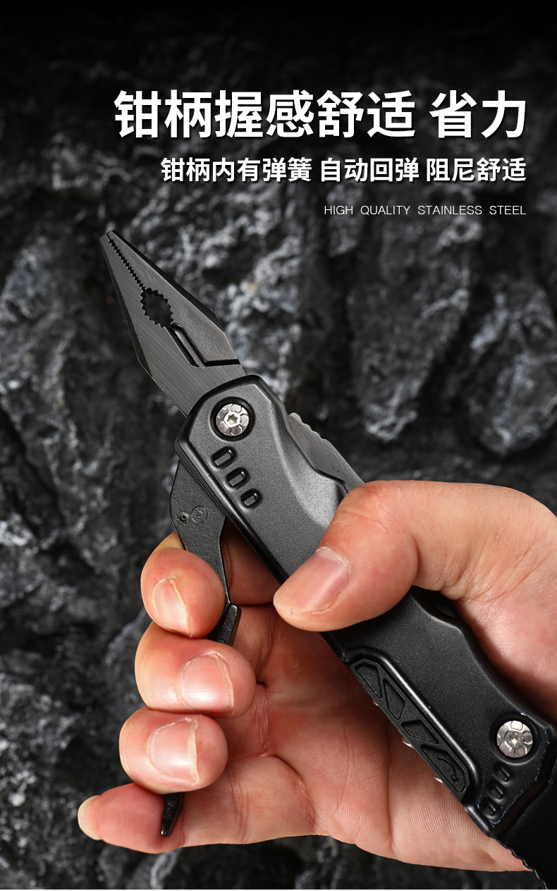 跨境定制多功能不锈钢户外腰斧战术伐木斧开山劈柴野营工具五金刀钳详情9